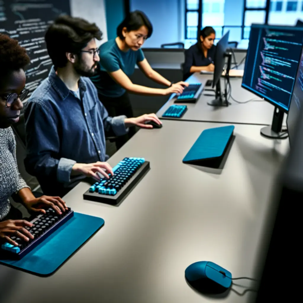 Architekci techniczni pracujący nad kodem i diagramami systemowymi